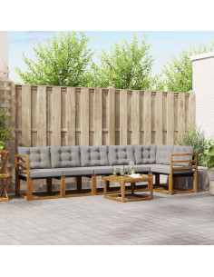 Set di divani con cuscino 7 pcs Grigio Naturale e Chiaro