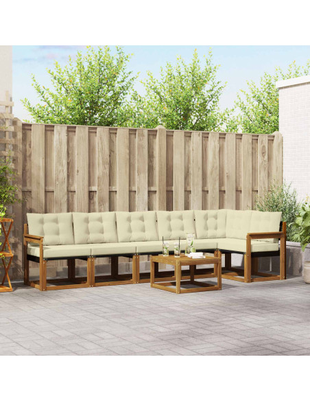 Set di divani con cuscino 7 pcs Naturale e Crema