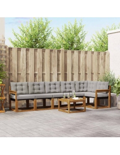 Set di divani con cuscino 7 pcs Grigio Naturale e Chiaro