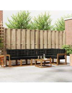 Set di divani con cuscino 7 pcs Naturale e Nero