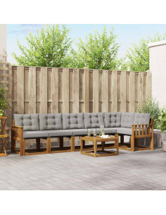 Set di divani con cuscino 7 pcs Grigio Naturale e Chiaro