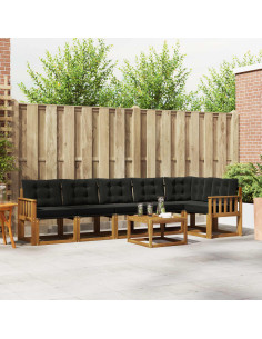 Set di divani con cuscino 7 pcs Naturale e Nero