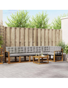 Set di divani con cuscino 7 pcs Grigio Naturale e Chiaro