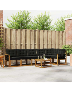 Set di divani con cuscino 7 pcs Naturale e Nero