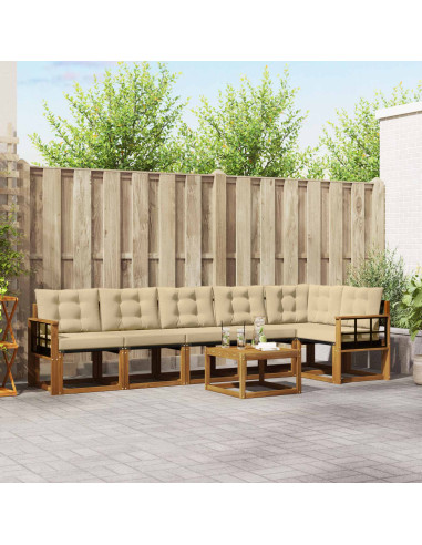 Set di divani con cuscino 7 pcs Naturale e Beige