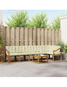 Set di divani con cuscino 7 pcs Naturale e Crema