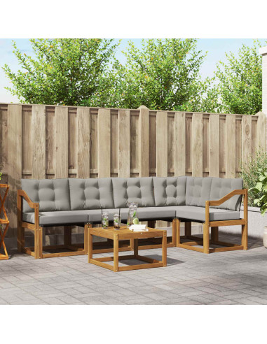 Set di divani con cuscino 6 pcs Grigio Naturale e Chiaro