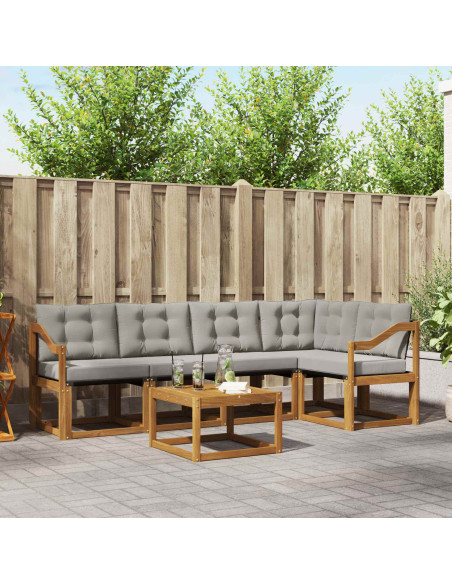 Set di divani con cuscino 6 pcs Grigio Naturale e Chiaro