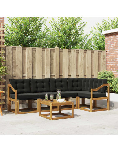 Set di divani con cuscino 6 pcs Naturale e Nero