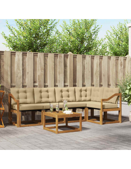 Set di divani con cuscino 6 pcs Naturale e Beige