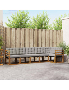 Set di divani con cuscino 6 pcs Grigio Naturale e Chiaro