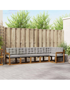 Set di divani con cuscino 6 pcs Grigio Naturale e Chiaro