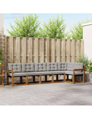 Set di divani con cuscino 6 pcs Grigio Naturale e Chiaro