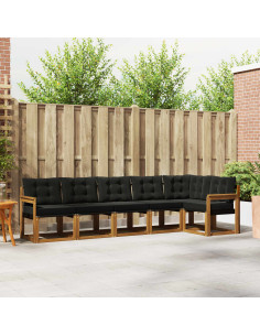 Set di divani con cuscino 6 pcs Naturale e Nero