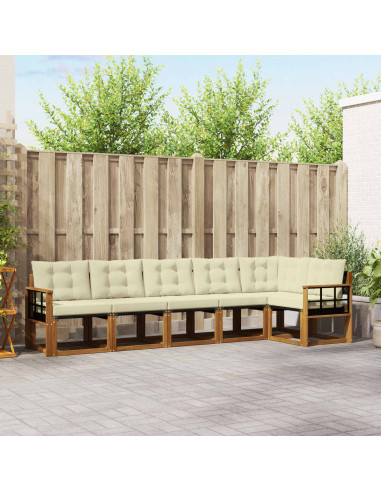 Set di divani con cuscino 6 pcs Naturale e Crema