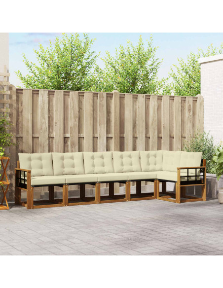 Set di divani con cuscino 6 pcs Naturale e Crema