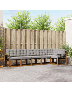 Set di divani con cuscino 6 pcs Grigio Naturale e Chiaro