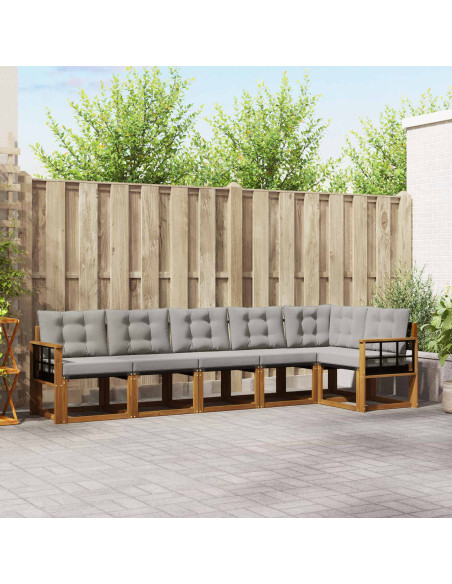 Set di divani con cuscino 6 pcs Grigio Naturale e Chiaro