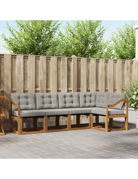 Set di divani con cuscino 5 pcs Grigio Naturale e Chiaro