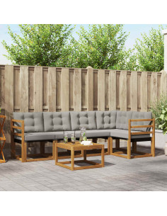 Set di divani con cuscino 6 pcs Grigio Naturale e Chiaro