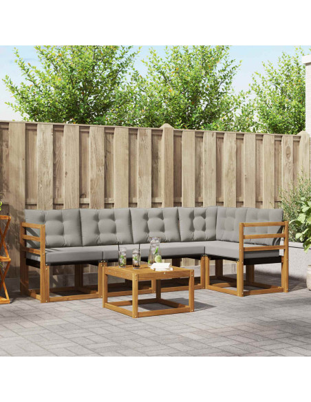 Set di divani con cuscino 6 pcs Grigio Naturale e Chiaro