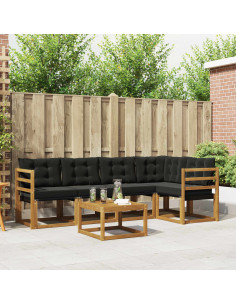 Set di divani con cuscino 6 pcs Naturale e Nero