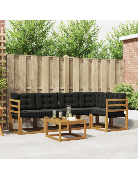 Set di divani con cuscino 6 pcs Naturale e Nero