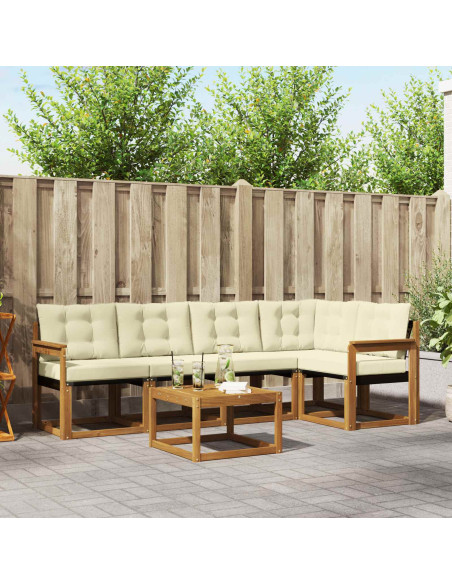 Set di divani con cuscino 6 pcs Naturale e Crema