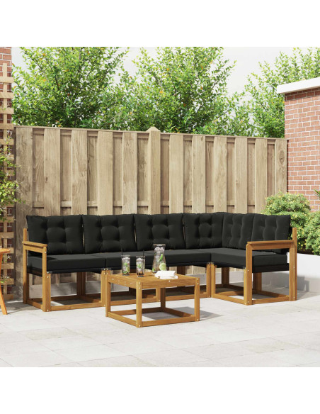 Set di divani con cuscino 6 pcs Naturale e Nero