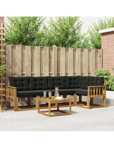 Set di divani con cuscino 6 pcs Naturale e Nero