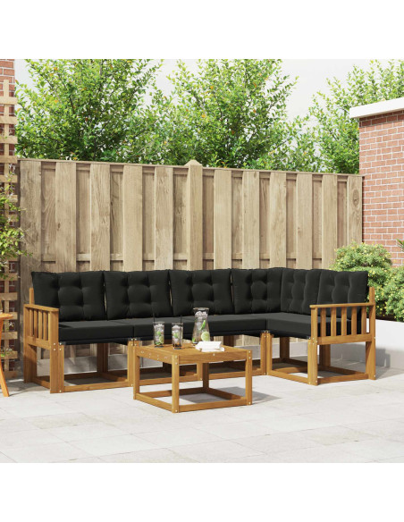 Set di divani con cuscino 6 pcs Naturale e Nero