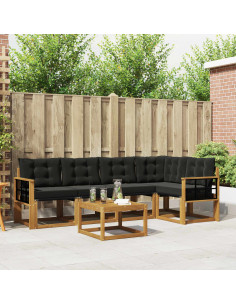 Set di divani con cuscino 6 pcs Naturale e Nero