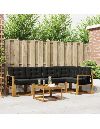Set di divani con cuscino 6 pcs Naturale e Nero