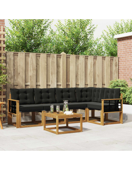 Set di divani con cuscino 6 pcs Naturale e Nero
