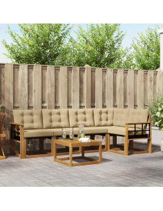 Set di divani con cuscino 6 pcs Naturale e Beige