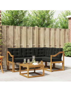 Set di divani con cuscino 5 pcs Naturale e Nero