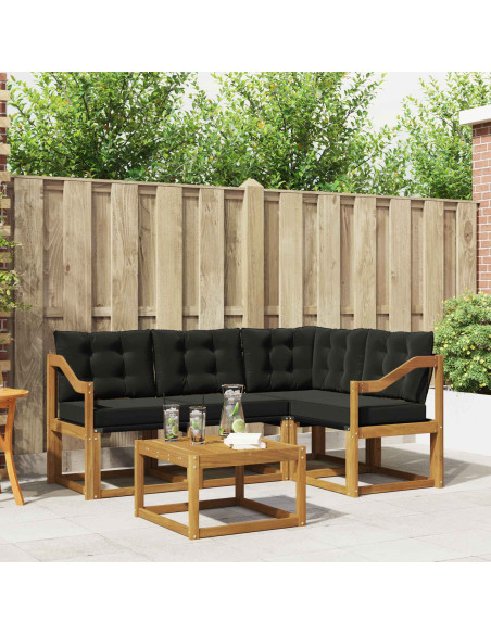Set di divani con cuscino 5 pcs Naturale e Nero