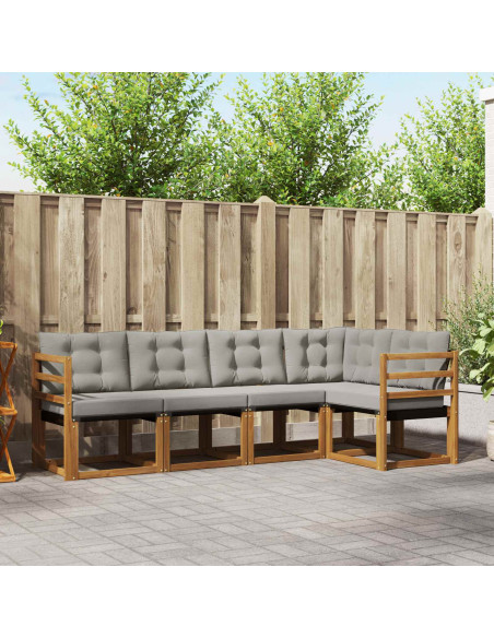 Set di divani con cuscino 5 pcs Grigio Naturale e Chiaro