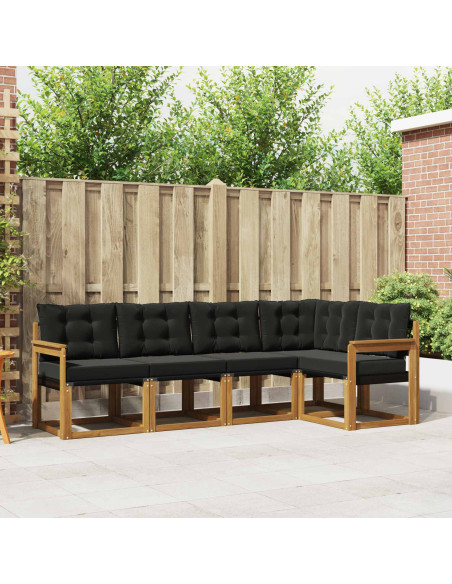 Set di divani con cuscino 5 pcs Naturale e Nero