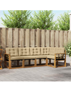 Set di divani con cuscino 5 pcs Naturale e Beige