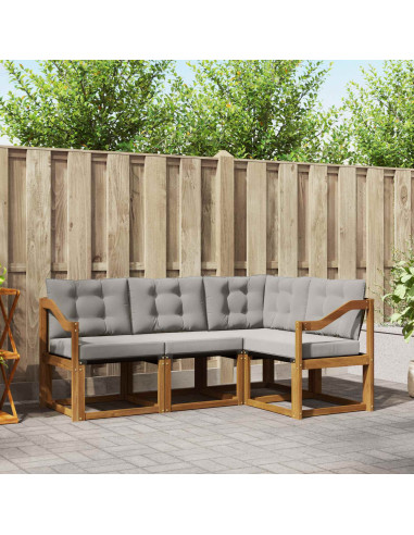Set di divani con cuscino 4 pcs Grigio Naturale e Chiaro