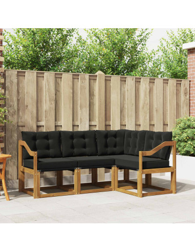 Set di divani con cuscino 4 pcs Naturale e Nero