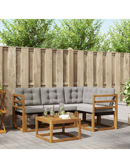 Set di divani con cuscino 5 pcs Grigio Naturale e Chiaro