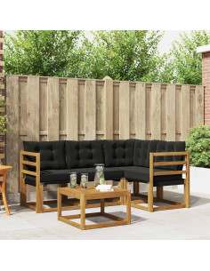 Set di divani con cuscino 5 pcs Naturale e Nero