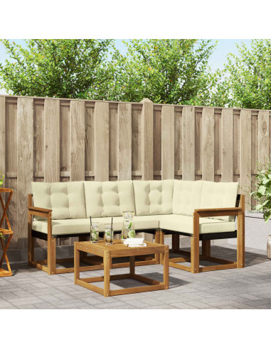 Set di divani con cuscino 5 pcs Naturale e Crema