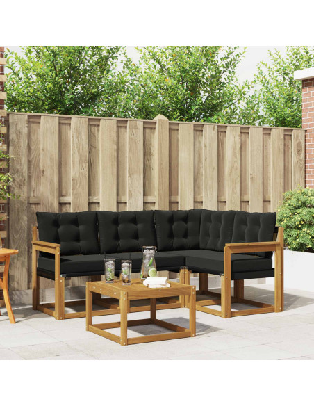 Set di divani con cuscino 5 pcs Naturale e Nero