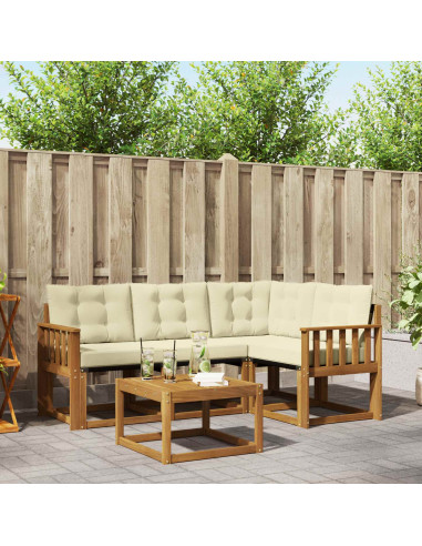 Set di divani con cuscino 5 pcs Naturale e Crema