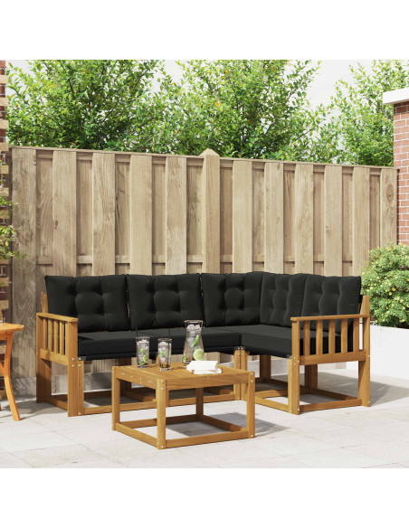 Set di divani con cuscino 5 pcs Naturale e Nero