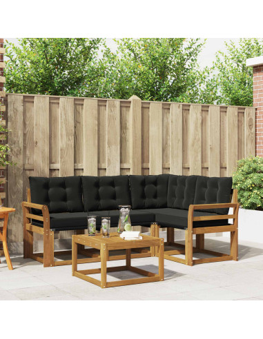 Set di divani con cuscino 5 pcs Naturale e Nero