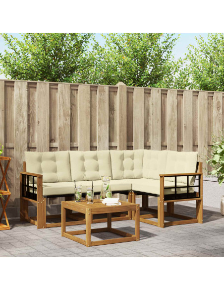Set di divani con cuscino 5 pcs Naturale e Crema